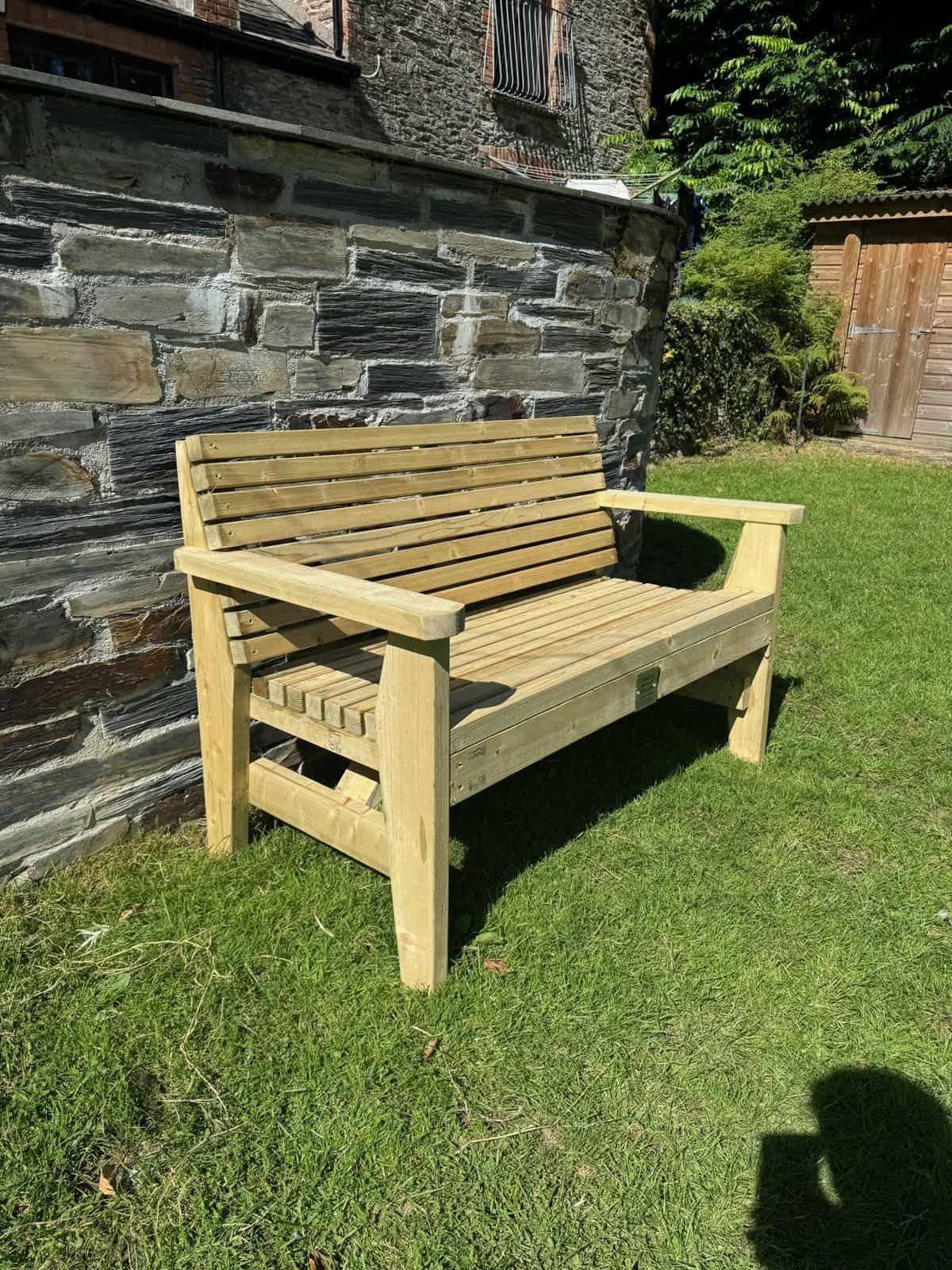 A 4ft slated timber bench for two